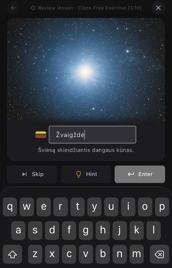 Talivo cloze exercise